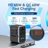  Củ Sạc Nhanh Đa Năng Du Lịch Toàn Cầu 2C + 2A VENTION FJF 65W (65W/65W/60W/5W) 