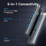  HUB Mở Rộng Đa Năng 5-in-1 VENTION TGM (Type C to 1*HDMI 4K@60Hz, 3*USB3.0 5Gbps, 1*Type-C 3.2 Gen1 5Gbps+PD 100W) 
