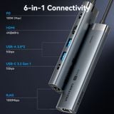  Hub Mở Rộng Kết Nối Đa Năng 6-in-1 VENTION TGN (0.15M, 5Gbps, C to HDMI 4K@60Hz, Type-C3.2 Gen1*1, USB 3.0*2, RJ45 1Gbps*1,PD 100W*1) 