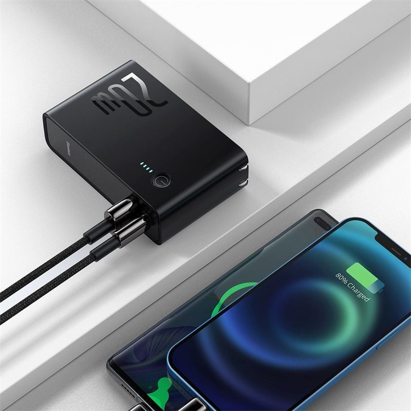  Cốc sạc nhanh kiêm pin sạc dự phòng Baseus Power Station 2 Power Bank Adaptor 10000mAh 20W PD/QC3.0 (10000mAh , Type C/USB Quick Charge,Travel Charger  Powerbank ) 