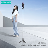  Gậy Selfie Tripod có Remote điều khiển USAMS ZB256 Wireless Selfie Stick With Tripod (Max Length: 1.13m) 