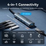  HUB Mở Rộng Đa Năng 5-in-1 VENTION TGX (USB-A to USB-C 3.2 Gen 1*1/USB 3.0*3/USB-C*1, 0.15M) 
