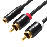  Dây cáp âm thanh chất lượng cao 3.5mm Female to 2RCA Male VENTION VAB-R01-B150 (1.5M, 3.5mm Female to 2RCA Male) 