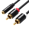  Dây cáp âm thanh chất lượng cao 3.5mm Female to 2RCA Male VENTION VAB-R01-B150 (1.5M, 3.5mm Female to 2RCA Male) 