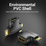  Đầu Chuyển 2 in 1 Mini+Micro HDMI to HDMI 1080p VENTION AGF (1080p@60Hz, Male to Female) 