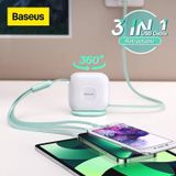  Cáp Sạc Đa Năng Baseus Traction Series Retractable 3-in-1 Fast Charging Cable Desktop Organizer (Type-C to M+L+C 100W 1.7m) 