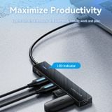  HUB Mở Rộng Đa Năng 5-in-1 VENTION CHO (USB to 4*USB3.2 Gen2 10Gbps, 1*USB-C External Power Support) 