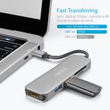  HUB chuyển đa năng 5 in 1 CHOETECH M18 Type C Multifunction Adapter (HUB-M18, Type C to HDMI 4K@30Hz, USB3.0x2, SD/TF Card Reader) 