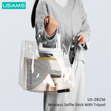  Gậy Selfie Tripod có Remote điều khiển USAMS US-ZB256 Wireless Selfie Stick With Tripod (Max Length: 1.13m) 
