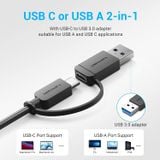  Hub Mở Rộng Kết Nối 2-in-1 USB3.0/Type-C to USB3.0 VENTION CHT (5Gbps, 4*USB 3.0) 