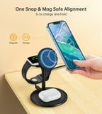  Đế sạc không dây Magsafe Qi2 Choetech T585-F Magleap Duo 3in1 Wireless Charger 15W (iPhone/Airpods/Apple Watch, Magnetic Wireless Quick Charger) 