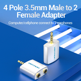  Bộ chuyển đổi 4 Pole 3.5mm to 2*3.5mm VENTION BDAW0/BDBW0 (Male to Female) 