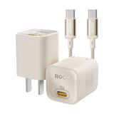  Combo Sạc Nhanh kèm Cáp C to C ROCK Ice²Cube 30W (GaN Charger, Metal Braided Cable Bundle) 