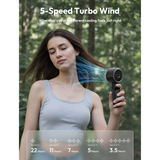 Quạt Cầm Tay AECOOLY Halo 02 5000mAh (7000rpm, 22H, 5-Speed Level Adjustment, Dual Air Channels, Ultra-High Wind Power, Foldable and placed on the desktop, Versatile Handheld/Desktop/Hanging Usage) 