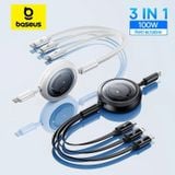  Cáp Sạc Đa Năng Baseus Free2Draw Retractable Crystal Type-C to M+L+C 100W (1.1m, Fast Charging Data Cable) 