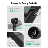  Quạt Cầm Tay AECOOLY Halo 02 5000mAh (7000rpm, 22H, 5-Speed Level Adjustment, Dual Air Channels, Ultra-High Wind Power, Foldable and placed on the desktop, Versatile Handheld/Desktop/Hanging Usage) 