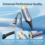  Cáp Chuyển USB-C to HDMI-A 4K VENTION CRH (4K@60Hz, HDCP2.2, Support 3D, Cotton Braided) 