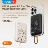  Pin Dự Phòng ROCK P28 with Cable 10000mAh 20W (Tích Hợp Nam Châm Giữ Điện Thoại) 