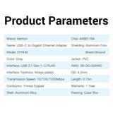  Bộ chuyển đổi USB-C to Gigabit Ethernet VENTION CFNHB (1Gbps, Aluminum Alloy Type) 