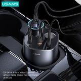  Tẩu Sạc Cho Ô Tô C+2A+2 Tẩu Nối Dài USAMS CC151 C28 245W (Digital Display Voltage) 