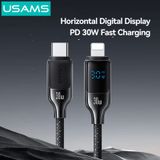  Cáp sạc nhanh USAMS SJ741 Type-C To Lightning 30W Digital Display Zinc Alloy HX Series 