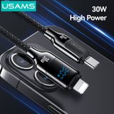  Cáp sạc nhanh USAMS SJ741 Type-C To Lightning 30W Digital Display Zinc Alloy HX Series 