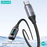  Cáp sạc nhanh USAMS SJ687 Type-C To Lightning 30W Aluminum Alloy Digital Display BD Series 