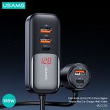  Tẩu Sạc Cho Ô Tô 2C + 3A USAMS CC213 C40 165W (Digital Display, QC, PD3.0, with 1.5m Data Cable) 