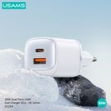  Củ Sạc Nhanh C+A USAMS CC254 30W (GaN, PD3.0) 