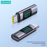  Đầu chuyển C to C USAMS US-SJ682 AU18 100W Type-C To Type-C Aluminum Alloy Digital Display Adapter 