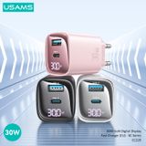  Củ Sạc Nhanh 2 cổng USB + Type C USAMS CC229 30W GaN Digital Display Fast Charger (2 Cổng A+C) 