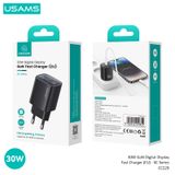  Củ Sạc Nhanh 2 cổng USB + Type C USAMS CC229 30W GaN Digital Display Fast Charger (2 Cổng A+C) 