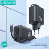 Bộ Sạc Nhanh Tích Hợp Cáp Dây Rút USAMS CC233 20W GaN Charger PD3.0+QC3.0 