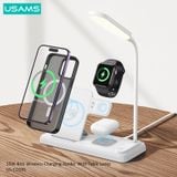  Đế sạc không dây tích hợp đèn bàn USAMS US-CD195 15W 4in1 Wireless Charging Holder With Table Lamp 