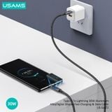  Cáp sạc nhanh USAMS SJ672 Type-C To Lightning 30W Aluminum Alloy Digital Display Sufeng Series 