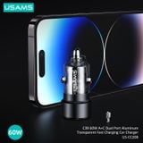  Tẩu Sạc Dành Cho Ô Tô USAMS CC208 C39 60W USB+Type-C (Transparent) 