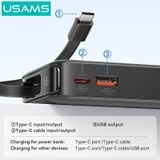  Pin Sạc Dự Phòng Tích Hợp Cáp Dây Rút Type-C USAMS CD224 10000mAh 20W (Digital Display) 