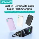  Pin Sạc Dự Phòng Tích Hợp Cáp Dây Rút Type-C USAMS CD224 10000mAh 20W (Digital Display) 