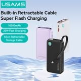  Pin Sạc Dự Phòng Tích Hợp Cáp Dây Rút Type-C USAMS CD224 10000mAh 20W (Digital Display) 