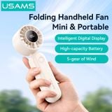  Quạt Cầm Tay USAMS ZB352 3W (Intelligent Digital Display, 1200mAh, 5-gear of Wind, 105° Foldable, 10398RPM) 