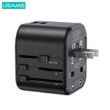  Bộ Sạc Du Lịch USAMS CC173 T55 12W Dual USB-A Universal Travel Charger (US/UK/EU/CN Plug) 