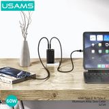  Cáp sạc nhanh USAMS SJ724 60W Type-C To Type-C Aluminum Alloy SY Series 