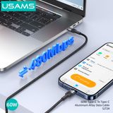  Cáp sạc nhanh USAMS SJ724 60W Type-C To Type-C Aluminum Alloy SY Series 
