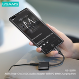  Đầu chuyển Type-C to Audio 3.5 DC USAMS AU15 + PD 60W 