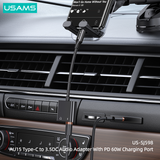  Đầu chuyển Type-C to Audio 3.5 DC USAMS AU15 + PD 60W 