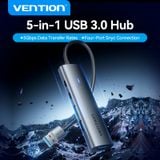  HUB Mở Rộng Đa Năng 5-in-1 VENTION TGX (USB-A to USB-C 3.2 Gen 1*1/USB 3.0*3/USB-C*1, 0.15M) 