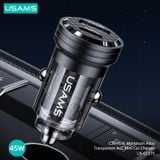  Tẩu Sạc Nhanh Dùng Trên Ô Tô USAMS C35 Hợp Kim Nhôm Trong Suốt U+C 45W 