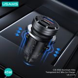  Tẩu Sạc Nhanh Dùng Trên Ô Tô USAMS C35 Hợp Kim Nhôm Trong Suốt U+C 45W 