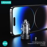  Tẩu Sạc Nhanh Dùng Trên Ô Tô USAMS C35 Hợp Kim Nhôm Trong Suốt U+C 45W 