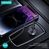  Tẩu Sạc Nhanh Dùng Trên Ô Tô USAMS C35 Hợp Kim Nhôm Trong Suốt U+C 45W 